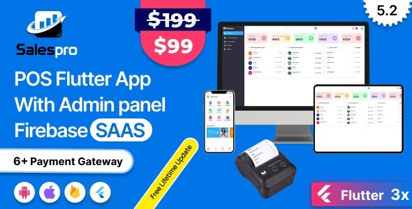 SalesPro Saas v5.2 Flutter POS 库存完整应用程序+管理面板与 Firebase源码下载