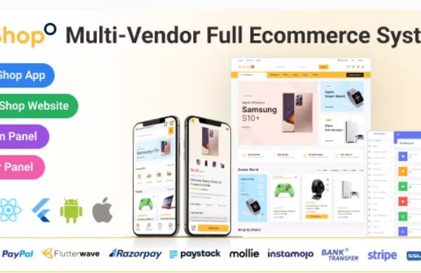 Shopo eCommerce Multivendor eCommerce Flutter App with Admin Panel & Website v3.9.2 带有管理面板和网站的多供应商电子商务 Flutter 应用程序app源码下载