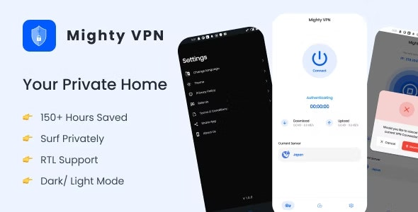MightyVPN (v8.0) : 用于安全 VPN 和快速服务器 VPN 的 Flutter 应用程序app源码下载