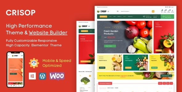 Crisop v1.1.3 Elementor 杂货店和食品 WooCommerce 主题下载