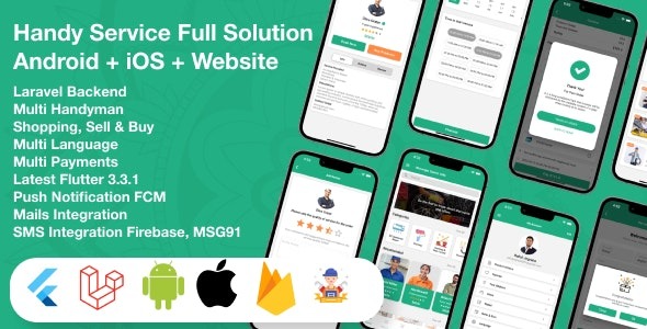 Flutter Handy service (v2.0) 按需家庭服务和购物 Android+iOS+网站 完整解决方案 Laravel源码下载