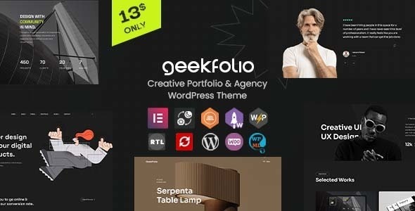 Geekfolio v1.0.9 Elementor 创意组合和代理 WordPress 主题下载