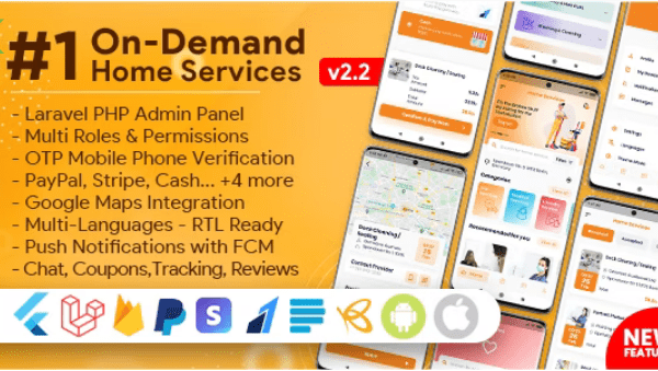 On-Demand Home Services v3.0.0 企业列表，杂工预订与管理面板源码下载[已激活]