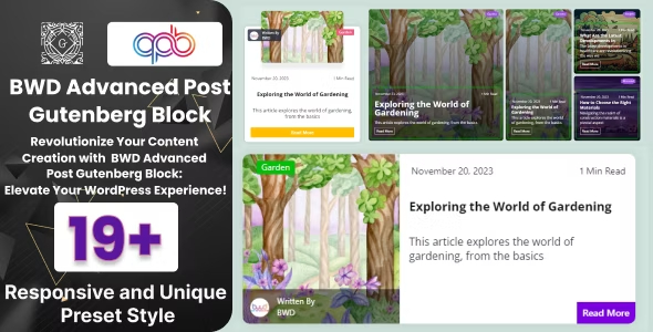 BWD Advanced Blog Post Block Plugin For Gutenberg v1.0 插件下载