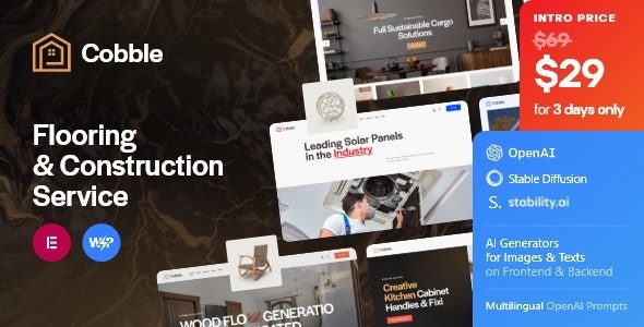 Cobble v1.0 – 地板和建筑服务 WordPress 主题下载