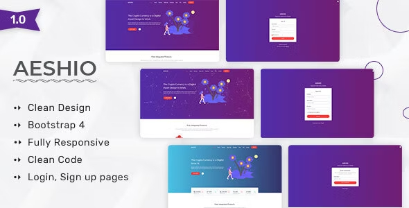 Aeshio – 加密货币 HTML5 模板下载