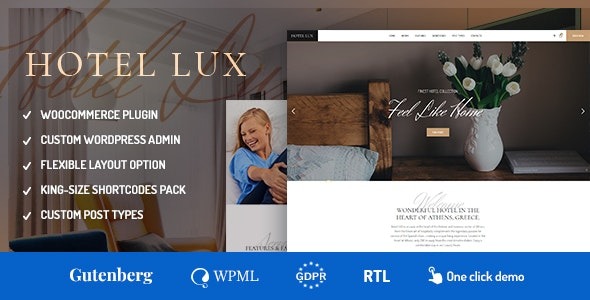 Hotel Lux v1.2.7 度假村和水疗中心 WordPress 主题下载