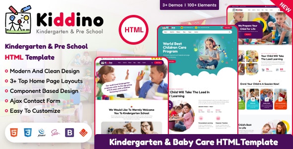 Kiddino 1.0 – 儿童、儿童、学校和幼儿园 HTML 模板下载