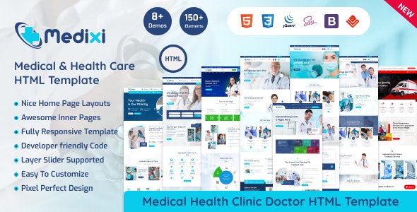 Medixi 1.0 – 健康医生诊所和医疗保健 HTML 模板下载