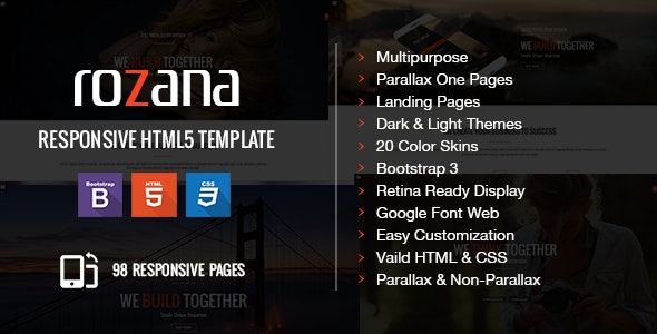 Rozana 1.0 – 响应式多用途和一页视差HTML模板下载