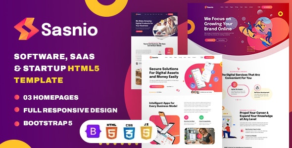 Sasnio 1.0 – 软件、SaaS 和启动 HTML5 模板下载