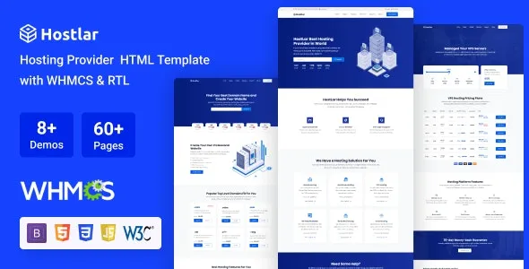 Hostlar v10.9.10 – 带有WHMC和RTL的域托管提供商HTML模板下载