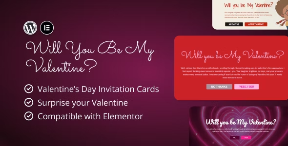 Valentine’s Day Invitations for Elementor v1.0.0 情人节请柬elementor组件插件下载