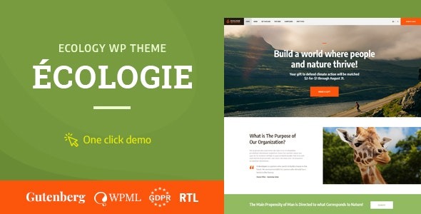 Ecologie v1.1.1 环保非政府组织和生态 WordPress 主题下载