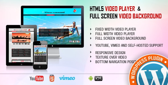 Video Player & FullScreen Video Background v2.4.1 – HTML5 视频播放器插件下载