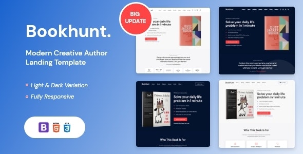 Bookhunt 1.0 – 带有 RTL 版本的书籍登陆模板下载
