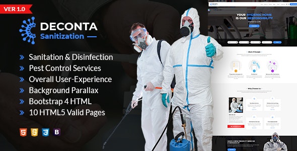 Deconta 1.0 – 卫生、消毒和害虫防治 HTML 模板下载