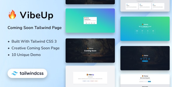VibeUp 1.0 – Tailwind CSS 即将推出 HTML 模板下载