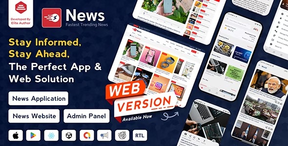 News App and Web v3.1.3 适用于 Android 和 IOS 应用程序的 Flutter News 应用程序 |带有管理面板的新闻网站源码下载