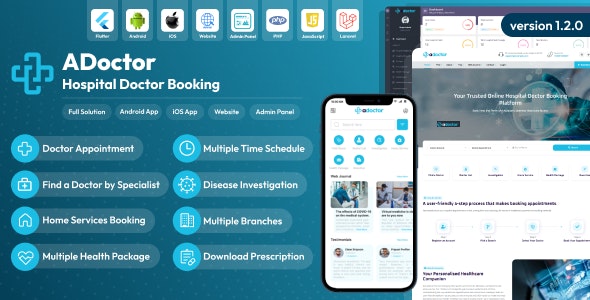 ADoctor v1.2.0 – 医院医生预约 Android 和 iOS 应用程序app源码下载