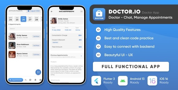 Doctor.io 1.0 用于医生预约管理、在线诊断的医生应用程序app源码下载