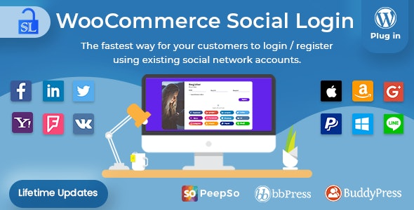 WooCommerce Social Login v2.7.6  [CodeCanyon] 社交平台快捷登录插件下载