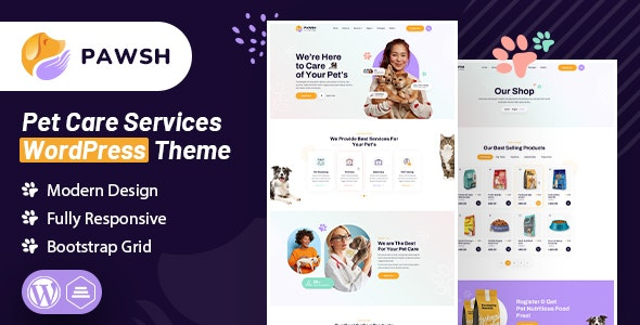 Pawsh v1.0 宠物护理服务 WordPress 主题下载