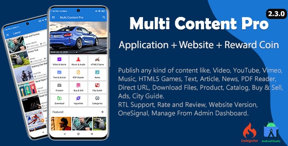 Multi Content Pro（应用程序和网站）v2.3.0 源码下载