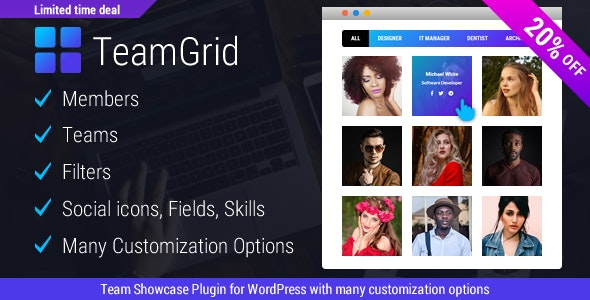Team Grid v1.3.6 团队成员展示 WordPress 插件下载