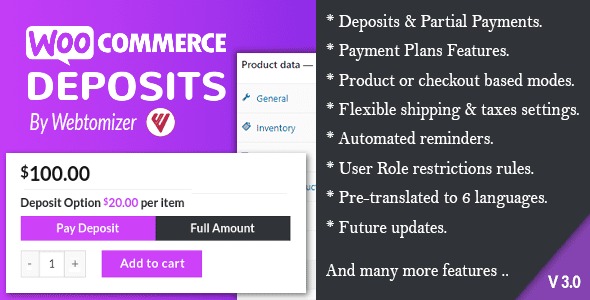 WooCommerce Deposits By Webtomizer_Labs v4.5.0 部分付款插件下载