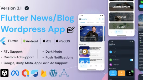 NewsPro v3.9.0 适用于 WordPress 的 Flutter 新闻应用app源码下载