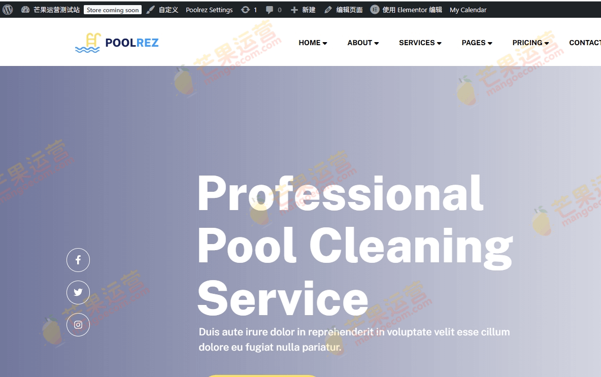 Poolrez 泳池清洁 WordPress 主题破解版下载