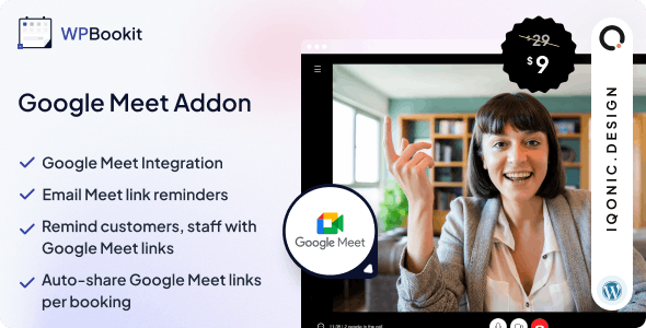 WPBookit – Google Meet (Addon) v1.1.0 Google在线会议预约拓展插件下载