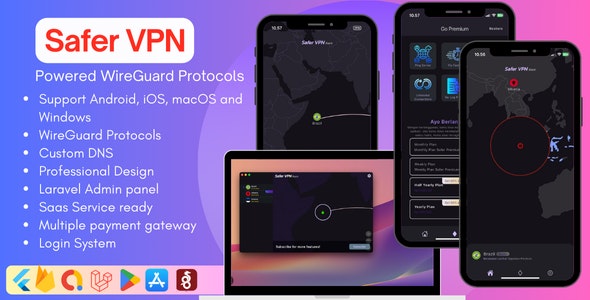 Safer VPN v2.0.4 – 跨平台 WireGuard Flutter源码下载