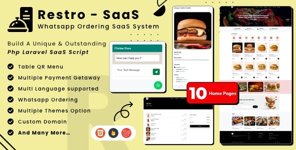 Restro SaaS v3.7 多餐厅在线 WhatsApp 食品订购系统软件即服务源码下载