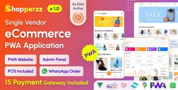 Shopperzz v2.2 具有销售点（POS）和 WhatsApp 订购功能的渐进式网络应用（PWA）电子商务内容管理系统 | 库存管理源码下载