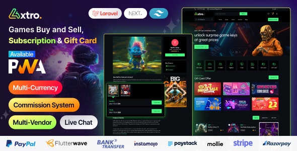 Axtro v1.1.0 – 游戏买卖、订阅和礼品卡的 Laravel 脚本源码下载