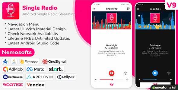 Android Radio v9.0 – 单一电台流媒体应用程序app源码下载