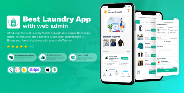 Laundry Flutter App with Admin panel v0.1.0 洗衣预订系统 | 快速洗涤 | 按需洗衣app源码下载