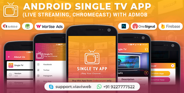 Android Single TV App (Live Streaming, Chromecast) with Admob v1.6 电视直播安卓app源码下载