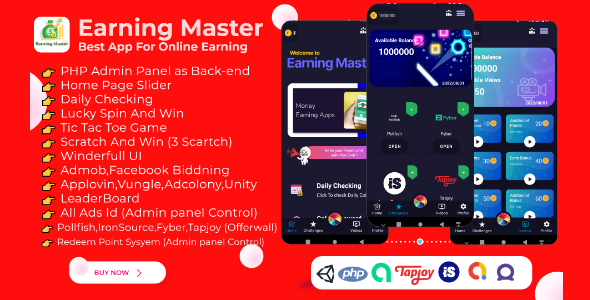 Earning Master v1.0.5 – 带有管理面板的安卓奖励赚钱应用app源码下载