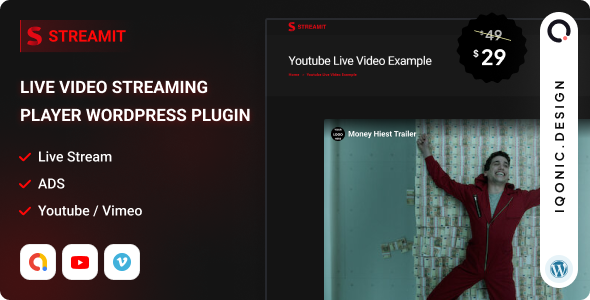 Streamit v1.0.3 – 实时视频流媒体播放器 WordPress 插件下载