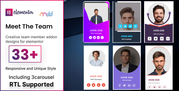 Meet the team elementor addon v2.7 elementor团队介绍模块插件下载