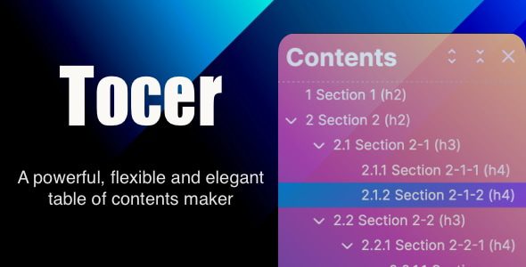 Tocer (Fixed Toc) 3.1.29——WordPress 固定浮动目录菜单生成插件下载