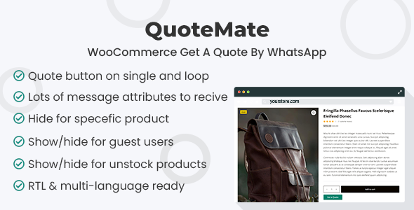 QuoteMate v1.0.1 – 通过 WhatsApp 向 WooCommerce 获取报价插件下载