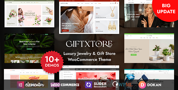 GiftXtore v1.7.3 – 豪华珠宝与礼品店 Elementor WooCommerce WordPress 主题下载