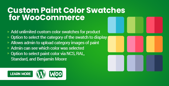 Custom Paint Color Swatches for WooCommerce v1.0.5 自定义颜色插件下载