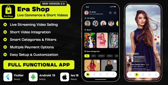 Era Shop v1.4.0 – 直播、短视频的电子商务商店多供应商app源码下载