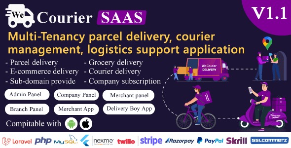 We Courier SAAS v1.1 – 多租户快递和物流管理 – 商家、配送应用程序及管理员php源码下载