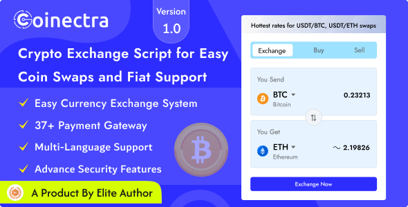 Coinectra 1.1 – 购买、出售和加密货币交易脚本源码下载